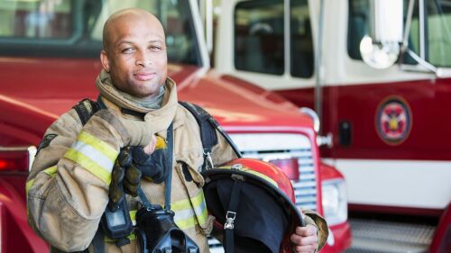 Firefighter in station