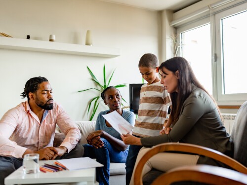 Family on a mental health therapy session