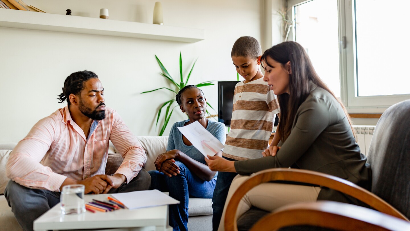 Family on a mental health therapy session